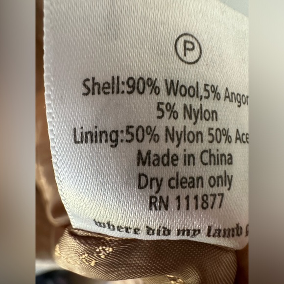 L.A.M.B. Gwen Stefani Balmacaan Camel Long Jacket Coat Sz 6 Leopard No Hood - Picture 11 of 11